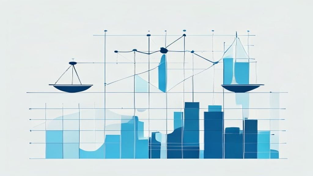 Abstract illustration of structured financial planning with geometric shapes representing career transitions, windfall events, and retirement preparation
