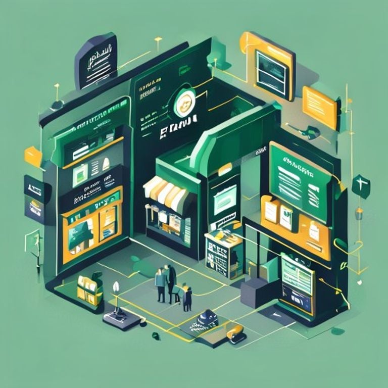Illustration of connected retail channels with unified data flow and compliance shield
